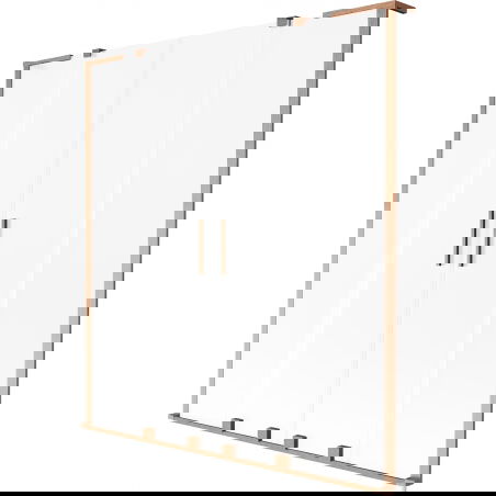 Mexen Velar L Duo vanová zástěna 2-křídlová posuvná 150 x 150 cm, matné sklo, kartáčovaná měď - 896-150-003-32-65