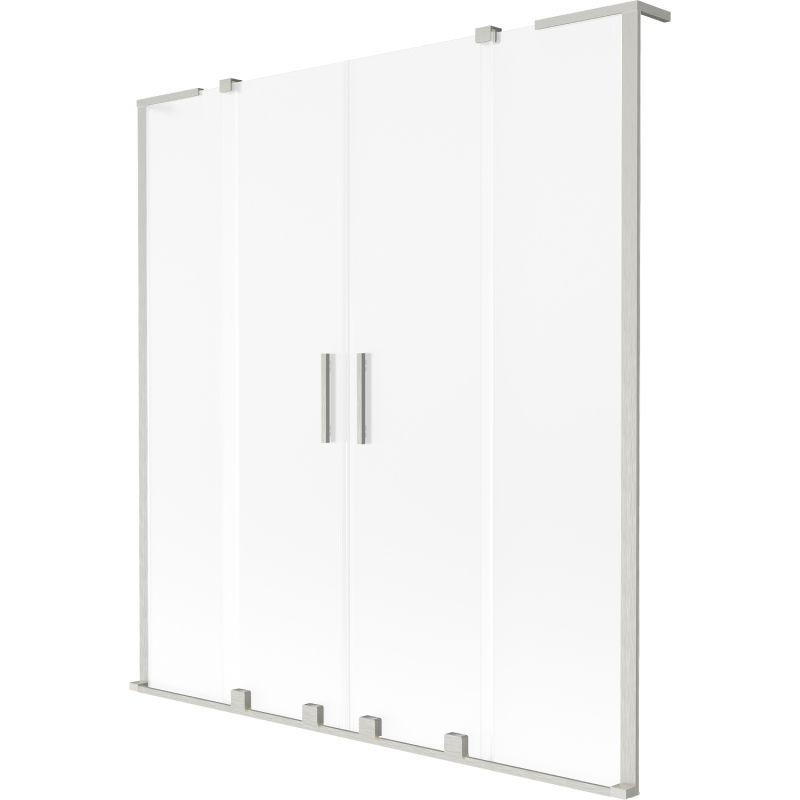 Mexen Velar L Duo vanová zástěna 2-křídlová posuvná 150 x 150 cm, mrazivá, kartáčovaný nikl - 896-150-003-32-97