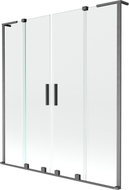 Mexen Velar L Duo vanová zástěna 2křídlová posuvná 150 x 150 cm, transparentní, kartáčovaná gun grey