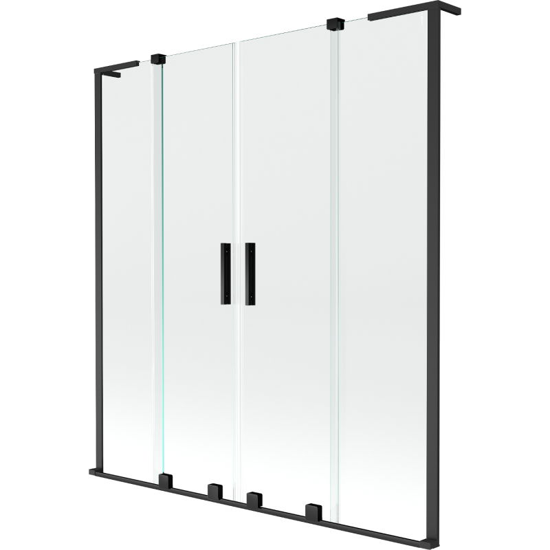 Mexen Velar L Duo vanová zástěna dvoukřídlá posuvná 150 x 150 cm, transparentní, černá - 896-150-003-02-70