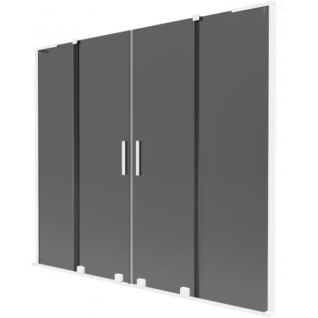Mexen Velar L Duo vanová zástěna 2-křídlová posuvná 180 x 150 cm, grafit, bílá - 896-180-003-42-20