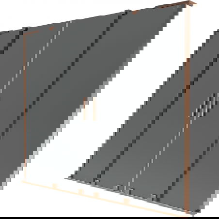 Mexen Velar L Duo vanová zástěna dvoukřídlá posuvná 180 x 150 cm, grafitová, růžové zlato - 896-180-003-42-60