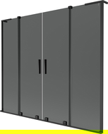 Mexen Velar L Duo vanová zástěna, dvoukřídlá posuvná 200 x 150 cm, grafitová, černá - 896-200-003-42-70