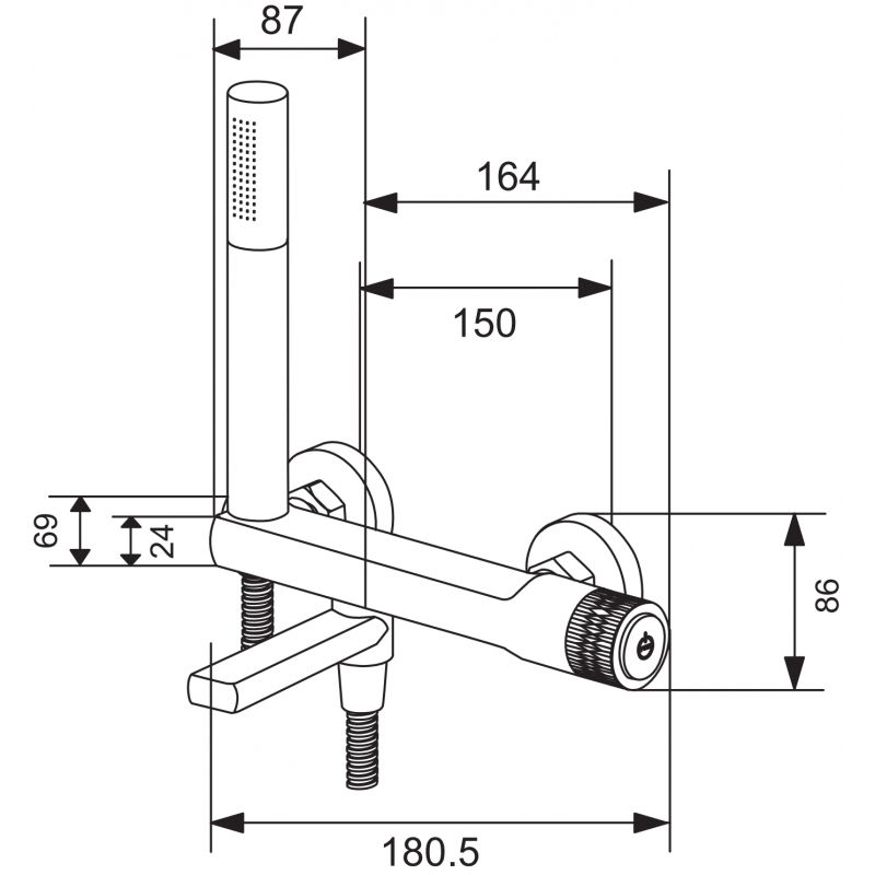Mexen Diamond vana s baterií se sprchovou sadou, černá - 71530-70