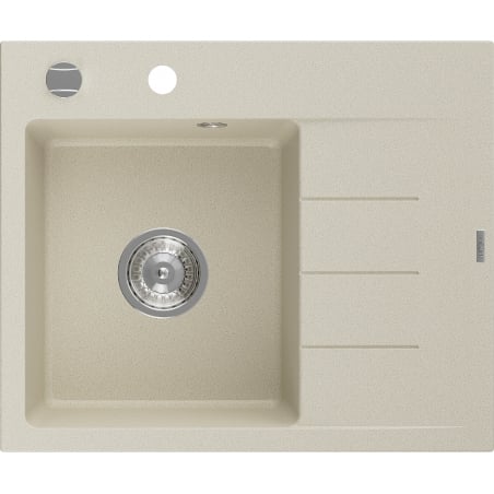 Mexen Ben granitový dřez 1-komorový s odkapávačem, levý 600 x 500 mm, béžový, sifon chrom - 6522605000-69