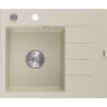 Mexen Ben granitový dřez 1-komorový s odkapávačem, levý 600 x 500 mm, béžový, sifon chrom - 6522605000-69