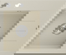 Mexen Ben granitový dřez 1-komorový s odkapávačem, levý 600 x 500 mm, béžový, sifon chrom - 6522605000-69