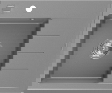 Mexen Ben granitový dřez s 1 komorou a odkapávačem, levý 600 x 500 mm, šedý, sifon chrom - 6522605000-71