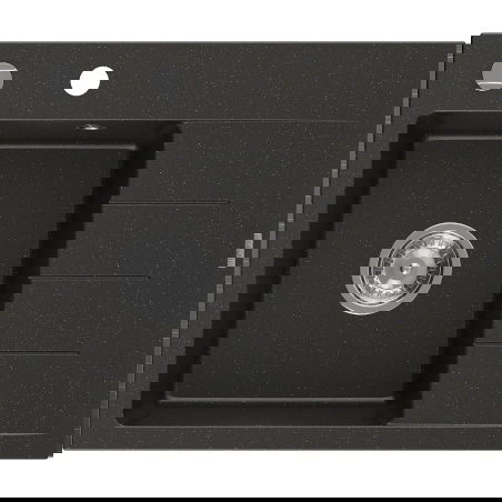 Mexen Ben granitový kuchyňský dřez s jednou komorou a odkapávací plochou, levý 600 x 500 mm, černý/zlatý metalický,