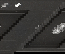 Mexen Ben granitový kuchyňský dřez s jednou komorou a odkapávací plochou, levý 600 x 500 mm, černý/zlatý metalický,