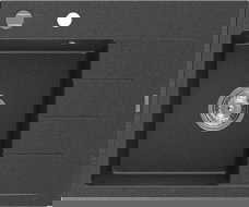 Mexen Ben granitový dřez s jednou komorou a odkapávačem, levý 600 x 500 mm, černý s tečkami, sifon chrom - 6522605000-76