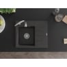 Mexen Ben granitový dřez s jednou komorou a odkapávačem, levý 600 x 500 mm, černý s tečkami, sifon chrom - 6522605000-76