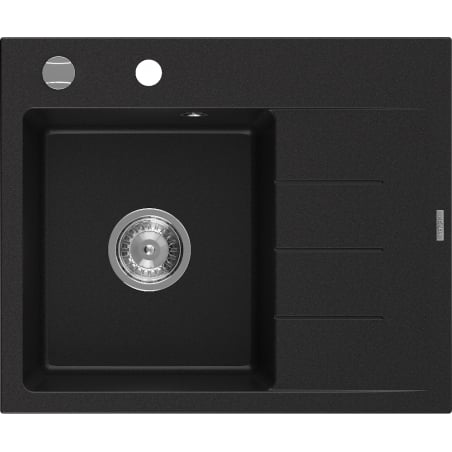 Mexen Ben granitový dřez 1-komorový s odkapávačem, levý 600 x 500 mm, černý, sifon chrom - 6522605000-77