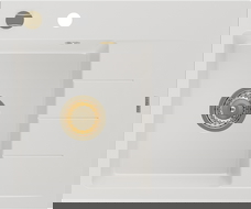 Mexen Ben granitový dřez s 1 komorou a odkapávačem, levý 600 x 500 mm, bílý, sifon zlatý - 6522605000-20-G