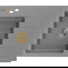 Mexen Ben granitový dřez s 1 komorou a odkapávačem, levý 600 x 500 mm, šedý, zlatý sifon - 6522605000-71-G