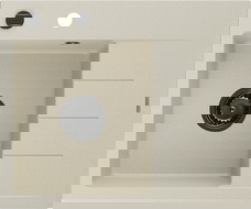 Mexen Ben granitový dřez 1-komorový s odkapávačem, levý 600 x 500 mm, béžový, černý sifon - 6522605000-69-B