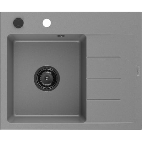Mexen Ben granitový dřez 1-komorový s odkapávačem, levý 600 x 500 mm, šedý, černý sifon - 6522605000-71-B