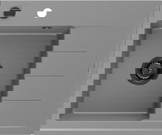 Mexen Ben granitový dřez 1-komorový s odkapávačem, levý 600 x 500 mm, šedý, černý sifon - 6522605000-71-B