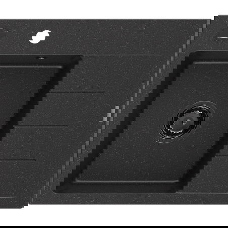 Mexen Ben granitový dřez s 1 komorou a odkapávačem, levý 600 x 500 mm černý/stříbrný metalický sifon černý