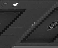 Mexen Ben granitový dřez s 1 komorou a odkapávačem, levý 600 x 500 mm černý/stříbrný metalický sifon černý