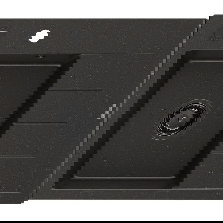 Mexen Ben granitový dřez s odkapávačem, levý 600 x 500 mm, černý/zlatý metalik, černý sifon - 6522605000-75-B