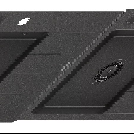 Mexen Ben granitový dřez s jednou komorou a odkapávačem, levý 600 x 500 mm, černý skvrnitý, černý sifon