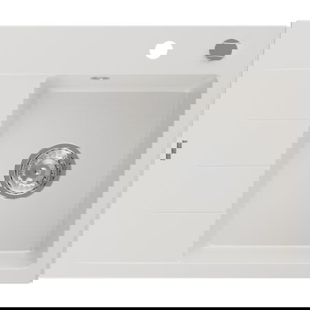 Mexen Ben granitový dřez s odkapávačem, pravý, 600 x 500 mm, bílý, sifon chrom - 6523605000-20