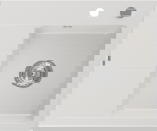 Mexen Ben granitový dřez s odkapávačem, pravý, 600 x 500 mm, bílý, sifon chrom - 6523605000-20