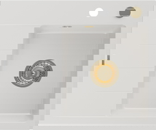 Mexen Ben granitový dřez jednokomorový s odkapávačem, pravý 600 x 500 mm, bílý, zlatý sifon - 6523605000-20-G