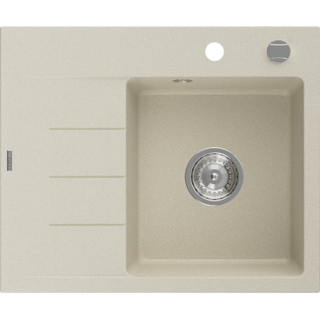 Mexen Ben granitový dřez 1-komorový s odkapávačem, pravý 600 x 500 mm, béžový, sifon chrom - 6523605000-69