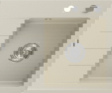 Mexen Ben granitový dřez 1-komorový s odkapávačem, pravý 600 x 500 mm, béžový, sifon chrom - 6523605000-69