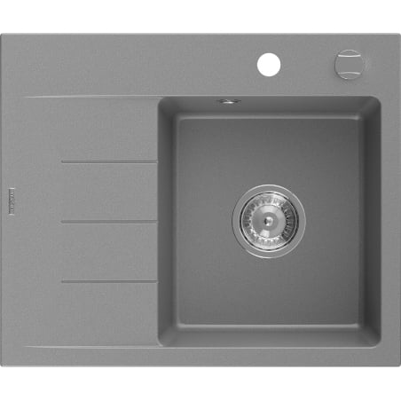Mexen Ben granitový dřez s 1 komorou a odkapávačem, pravý 600 x 500 mm, šedý, sifon chrom - 6523605000-71