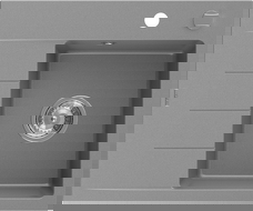 Mexen Ben granitový dřez s 1 komorou a odkapávačem, pravý 600 x 500 mm, šedý, sifon chrom - 6523605000-71