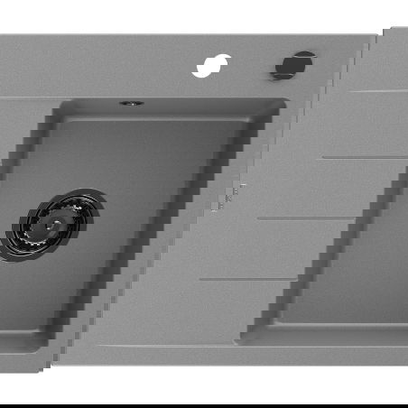 Mexen Ben granitový dřez s 1 komorou a odkapávačem, pravý 600 x 500 mm, šedý, černý sifon - 6523605000-71-B