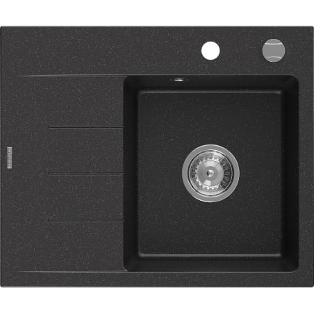 Mexen Ben granitový kuchyňský dřez s jednou komorou a odkapávačem, pravý 600 x 500 mm, černý/stříbrný metalický,