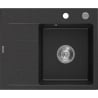 Mexen Ben granitový kuchyňský dřez s jednou komorou a odkapávačem, pravý 600 x 500 mm, černý/stříbrný metalický,