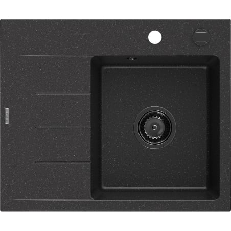 Mexen Ben granitový dřez s 1 komorou a odkapávačem, pravý 600x500 mm, černý/stříbrný metalický sifon černý