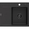 Mexen Ben granitový dřez s 1 komorou a odkapávačem, pravý 600x500 mm, černý/stříbrný metalický sifon černý