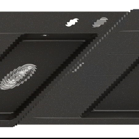 Mexen Ben granitový dřez s 1 komorou a odkapávačem, pravý 600 x 500 mm, černý/zlatý metalický, chromový sifon