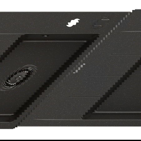 Mexen Ben granitový dřez s 1 komorou a odkapávačem, pravý 600 x 500 mm, černý/zlatý metalik černý sifon