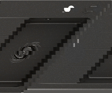 Mexen Ben granitový dřez s 1 komorou a odkapávačem, pravý 600 x 500 mm, černý/zlatý metalik černý sifon