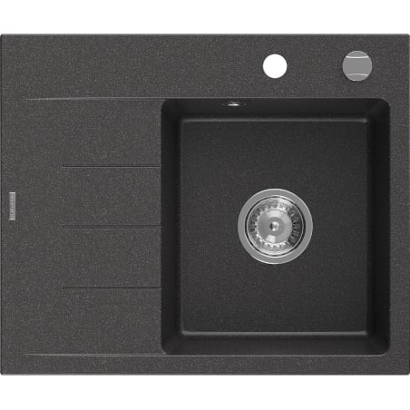 Mexen Ben granitový dřez, 1 komora s odkapávačem, pravý 600 x 500 mm, černý s tečkami, sifon chrom - 6523605000-76