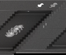 Mexen Ben granitový dřez, 1 komora s odkapávačem, pravý 600 x 500 mm, černý s tečkami, sifon chrom - 6523605000-76