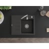 Mexen Ben granitový dřez, 1 komora s odkapávačem, pravý 600 x 500 mm, černý s tečkami, sifon chrom - 6523605000-76