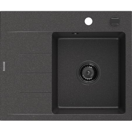Mexen Ben granitový dřez s jednou vaničkou a odkapávačem, pravý 600 x 500 mm, černý se skvrnami, černý sifon
