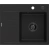 Mexen Ben granitový dřez s odkapávačem, pravý 600 x 500 mm, černý, černý sifon - 6523605000-77-B