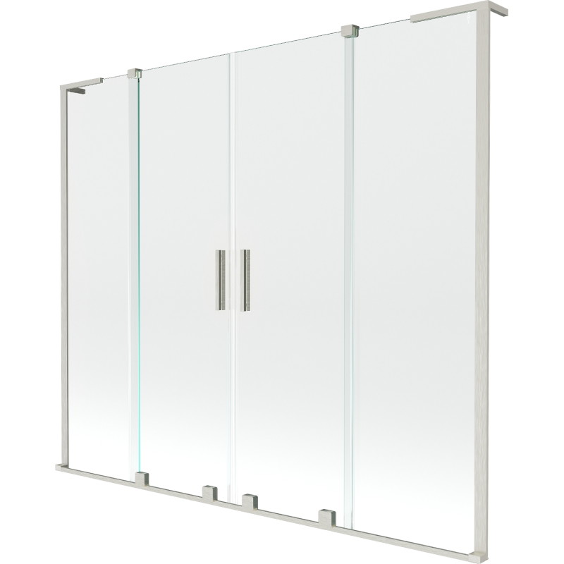 Mexen Velar L Duo vanová clona 2-křídlová posuvná 180 x 150 cm, transparentní, kartáčovaný nikl - 896-180-003-02-97