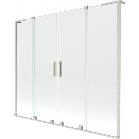 Mexen Velar L Duo vanová clona 2-křídlová posuvná 180 x 150 cm, transparentní, kartáčovaný nikl - 896-180-003-02-97