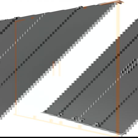 Mexen Velar L Duo vanová zástěna dvoukřídlá posuvná 170 x 150 cm, grafit, kartáčovaná měď - 896-170-003-42-65