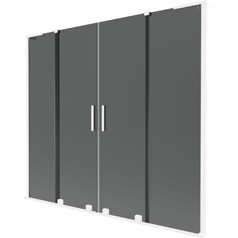 Mexen Velar L Duo vanová zástěna 2-dveřová posuvná 200 x 150 cm, grafit, bílá - 896-200-003-42-20